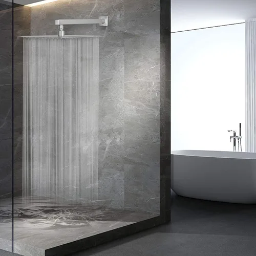 Vista 6 de NearMoon Brazo de ducha de 16 pulgadas, extensor de extensión de cabezal de ducha de lluvia, con brida y cinta de teflón, hecho de acero inoxidable