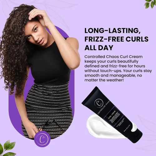 Vista 3 de Controlled Chaos, Como se ve en Shark Tank Curl Defining Cream para todo tipo de cabello para añadir suavidad y controlar el rizado, crema