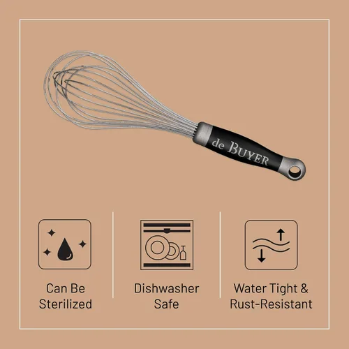 Vista 3 de de Buyer GOMA - Batidor universal de 8 pulgadas, ideal para batir huevos, salsas y emulsiones, diseñado para uso pesado y frecuente, agarre
