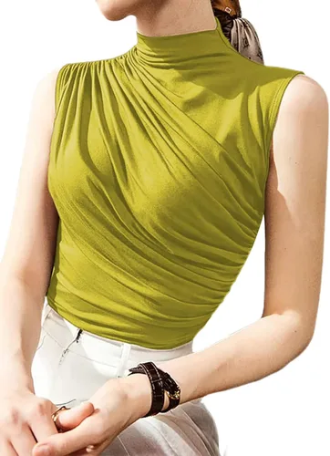 Vista 2 de Avanova Blusa sin mangas con cuello alto falso para mujer