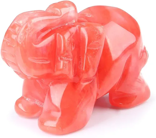 Vista 17 de Decoración de elefante de cuarzo rosa, cristales rosados, piedras curativas, figura de bolsillo, estatua de cristal natural, escultura tallada a