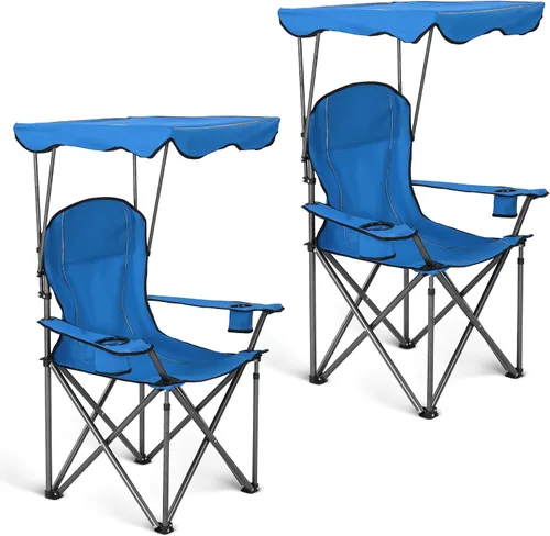Vista 11 de ALPHA CAMP Sillas de camping con toldo resistente con sombrilla ajustable Heavy duty 400 LBS, Steel Frame, Sturdy, Ergonomic,600D Oxford fabric