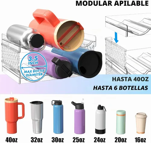 Vista 2 de Simple Houseware - Organizador apilable de 2 niveles para botellas de agua