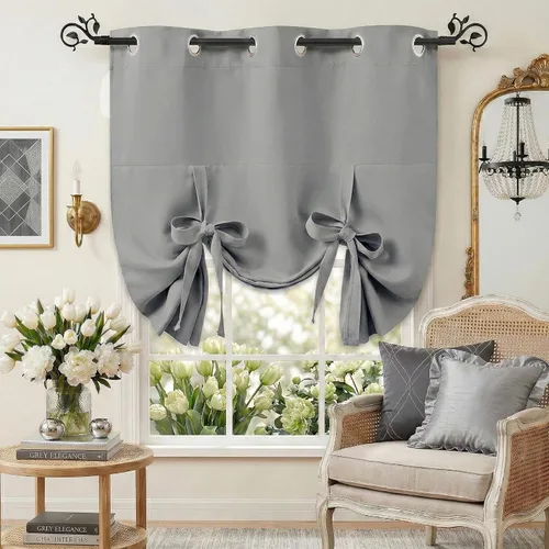 Vista 11 de Pony Dance Cenefa Enrollable Beige - Cenefa de Ventana para Cocina Cortina Enrollable con Ojales para Decoración del Hogar Cenefa Ajustable, 42''An