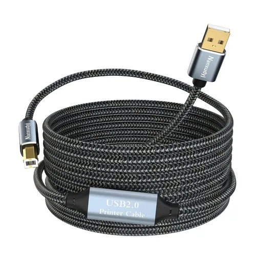 Vista 8 de Cable de impresora de 30 cm, USB 2.0 tipo A macho a B macho, cables trenzados, cable de escáner de alta velocidad, cable de impresora USB compatible