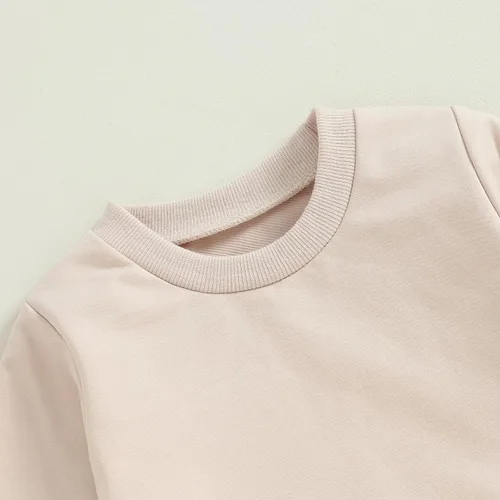 Vista 4 de Conjunto de ropa linda para bebé niño para otoño e invierno con bloques de color a cuadros y manga larga