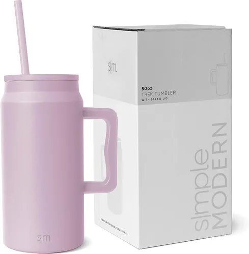 Vista 10 de Simple Modern - Vaso de 1,5 l con asa y tapa con pajita, botella de agua grande de acero inoxidable reutilizable con aislamiento, regalos para Negro
