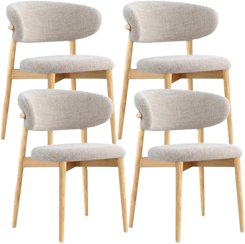 Vista 28 de YVYKFZD Juego de sillas de comedor, sillas de cocina de madera maciza, silla de comedor tapizada con respaldo curvo, silla de sala de estar sin Gris