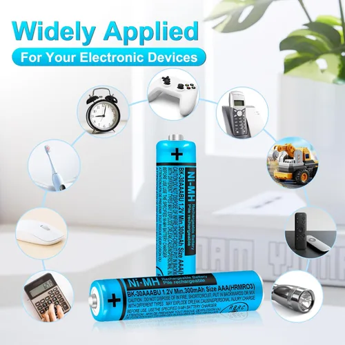 Vista 6 de Batería recargable 300mah 1.2V del AAA de NI-MH para los teléfonos