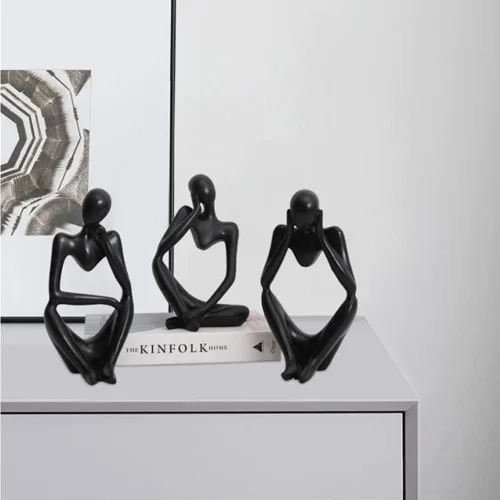 Vista 4 de Asng Estatua de escultura abstracta estilo pensador de resina, figuras coleccionables, decoración de escritorio para oficina en casa