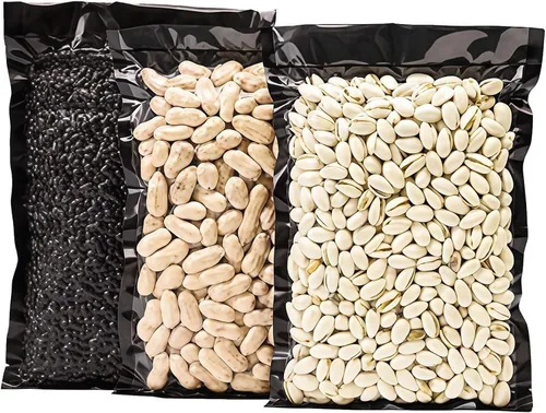 Vista 3 de PABCK 50 bolsas selladoras al vacío negras para almacenamiento de alimentos, 5.91 x 8.66 pulgadas, plástico transparente texturizado para envases