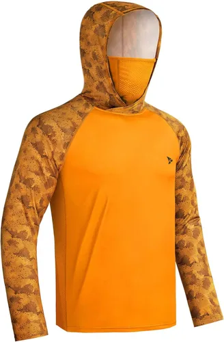 Vista 26 de Rodeel - Camisa de pesca para hombre con manga larga, UPF 50+, rendimiento de alto rendimiento para senderismo, con máscara, protección UV