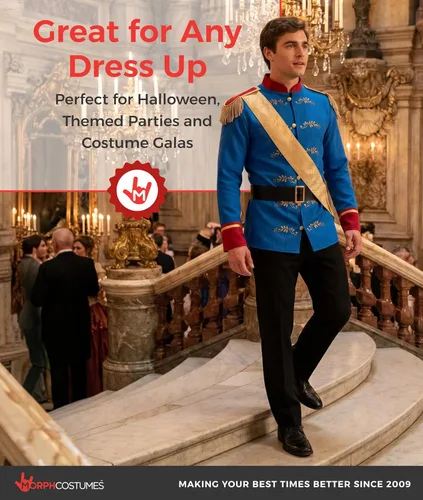 Vista 6 de Morph, Disfraz de príncipe azul para hombre, disfraces de Halloween