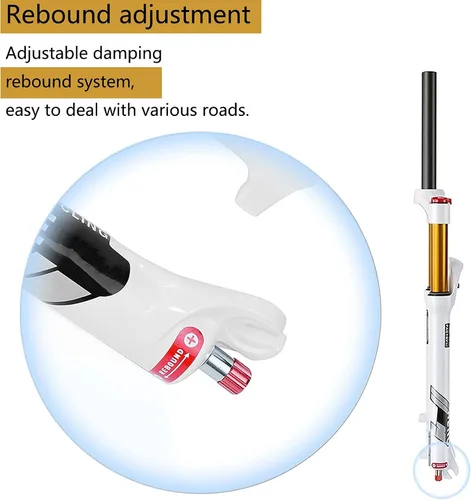 Vista 6 de 26/27.5/29 Inch MTB Air Suspension Forks Travel 140mm, Rebound Adjust 1-1/8" Straight/Tapered Tube QR 9mm Magnesium Alloy Manual/Remote Lockout