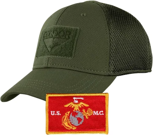 Vista 3 de Paquete de gorra táctica ajustada de malla Condor, en God We Trust & USA, elige la talla Negro