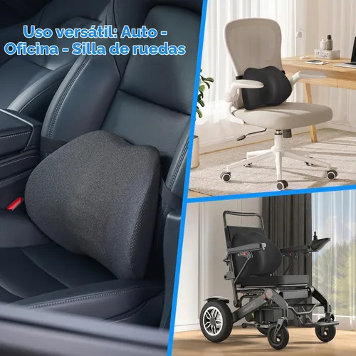 Vista 5 de Almohada de apoyo lumbar para automóvil, cojín de espuma viscoelástica para aliviar el dolor de espalda baja, soporte ergonómico para asiento
