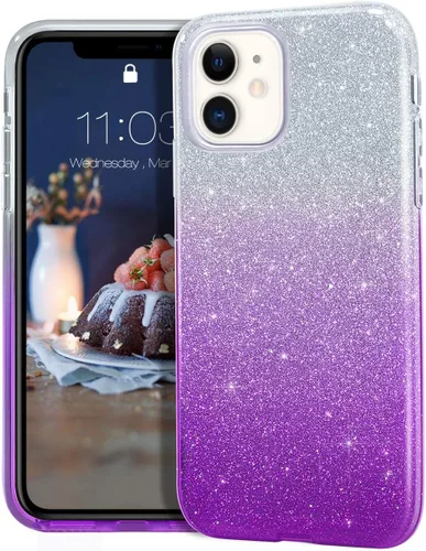 Vista 10 de MATEPROX - Carcasa para iPhone 11 y 2019, de 6.1" diseño de brillantes para niñas y mujeres, Azul