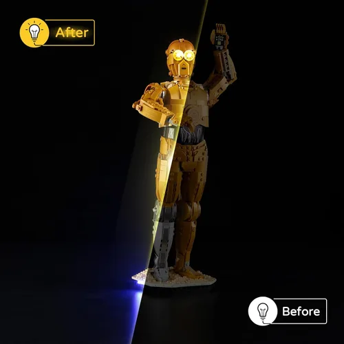 Vista 6 de YEABRICKS Luz LED para modelo de bloques de construcción 75398 Star Wars C-3PO (juego de construcción no incluido)