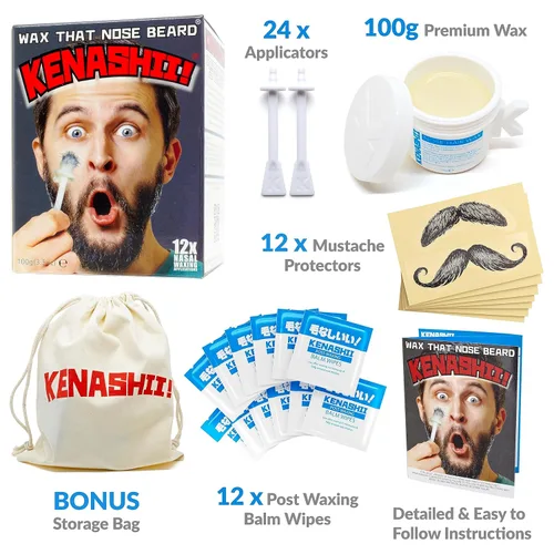 Vista 5 de KENASHII Kit de cera nasal 100 g de cera, 24 aplicadores Kit de depilación para hombres y mujeres Incluye toallitas bálsamo y protectores