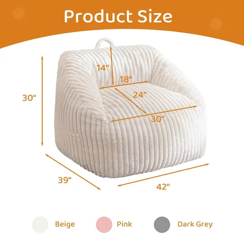 Vista 2 de BYBYME Silla Puf Gigante para Adultos y Niños, Puf Grande Cómodo y Acogedor, Sofá de Piso para Adolescentes, Sala de Estar, Juegos, Lectura, Beige