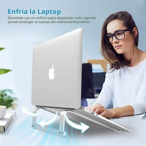Vista 2 de LENRUE Soporte de computadora portátil para escritorio, soporte estable para MacBook Pro, elevador ergonómico de aluminio para computadora de 12