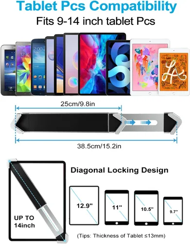 Vista 2 de Soporte antirrobo para tablet de 9 a 14 pulgadas, soporte de piso de escritorio para iPad de seguridad, soporte de pantalla POS resistente