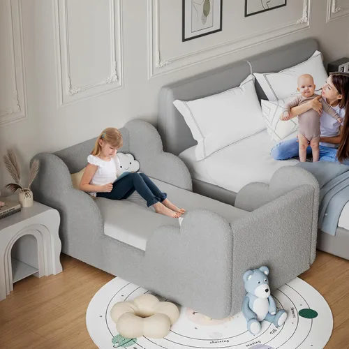Vista 6 de Cama Montessori tapizada con rieles extraíbles Gris