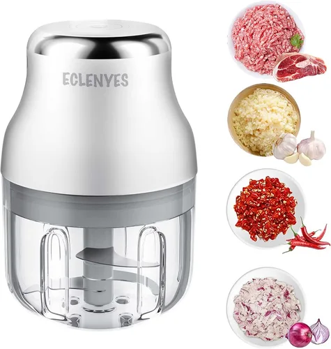 Vista 8 de Picador de verduras, picador eléctrico de ajo de 3.4 fl oz, mini licuadora recargable, potente procesador de alimentos pequeño, licuadora a