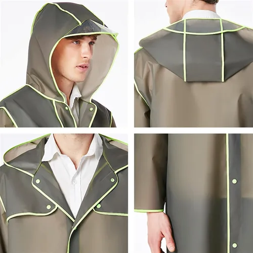 Vista 3 de Impermeable para mujer de EVA grueso unisex semitransparente impermeable chaqueta larga para mujer color A-01 talla M