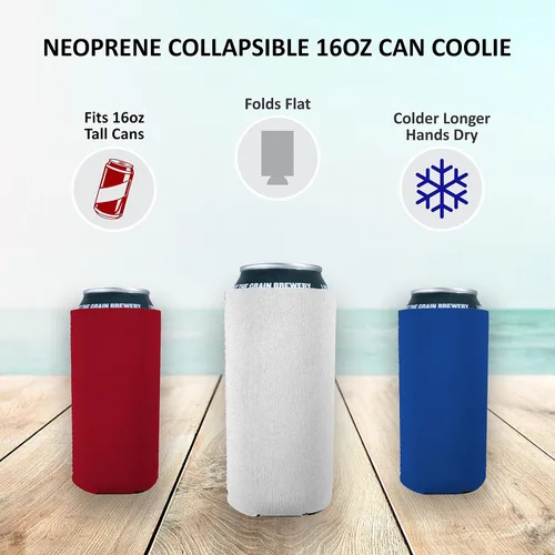 Vista 2 de Neopreno en blanco de 16 oz. Can Coolie (paquete de 2, negro)