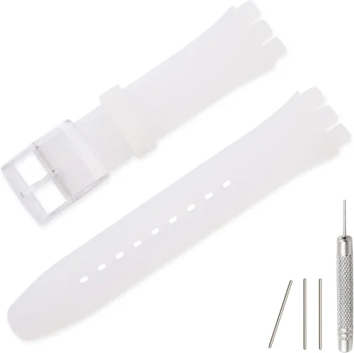 Vista 10 de Lijinlan Correa de silicona de repuesto para Swatch de 0.669 in, 0.748 in, 0.787 in, correa de reloj impermeable para Swatch Negro