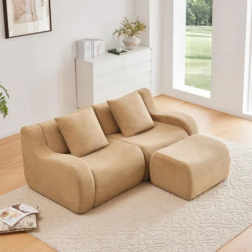 Vista 25 de Sofás de peluche sin hueso para sala de estar, juego de sofá modular negro con asiento profundo, sofá de gran tamaño, sofás para sala, cómodos sofás