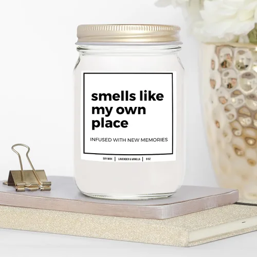 Vista 3 de YouNique Designs Smells Like My Own Place - Vela de 8 onzas, velas de inauguración de la casa, regalos de inauguración de la casa para regalos