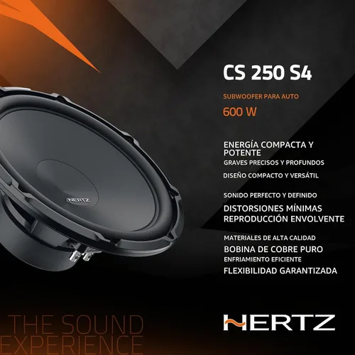 Vista 4 de HERTZ Cento Series CS-250-S4 Subwoofer SVC RMS de 4 ohmios de 10" (250 mm) 300 vatios