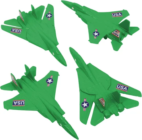 Vista 13 de TimMee Aviones de combate de plástico para hombres del ejército: 4 aviones negros – fabricados en EE. UU