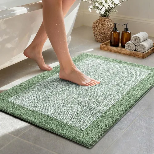 Vista 65 de Alfombras de baño de 17 x 24 pulgadas, antideslizantes, lavables, color gris, para bañera, tapete de baño para baño, tapete suave y absorbente