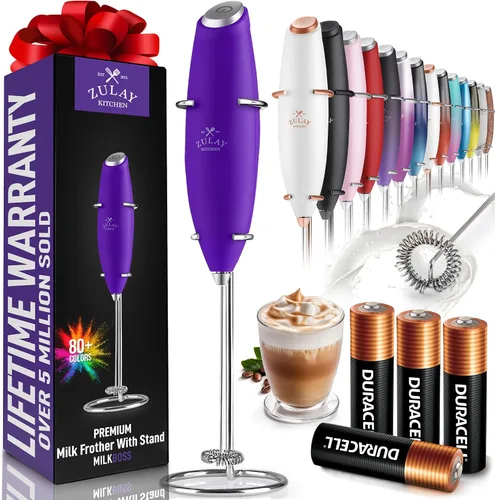 Vista 73 de Zulay Milk Boss Espumador de leche potente manual, hace espuma para latte, batidor para mezclar bebidas, café, miniespumador para capuchino, frappé