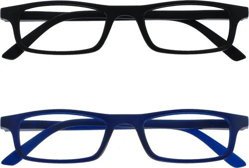 Vista 21 de OPULIZE TED - Lentes de lectura para mujeres y hombres, marco mate rectangular ligero y estrecho con bisagras de resorte, color negro +1.50