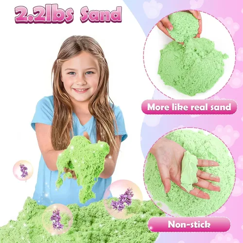 Vista 3 de Lorfancy Juguetes de Caja de Arena para Gatos Kit de Juego con Arena para Niños Juguete Sensorial de Contenedor para Niños Pequeños 2.2 libras Arena