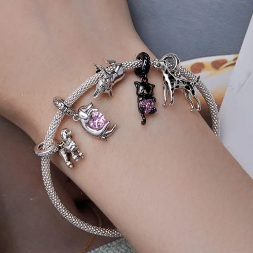 Vista 99 de Abalorios de plata de ley para pulseras, collares, familia para siempre, circonita cúbica, regalo de joyería para mujeres