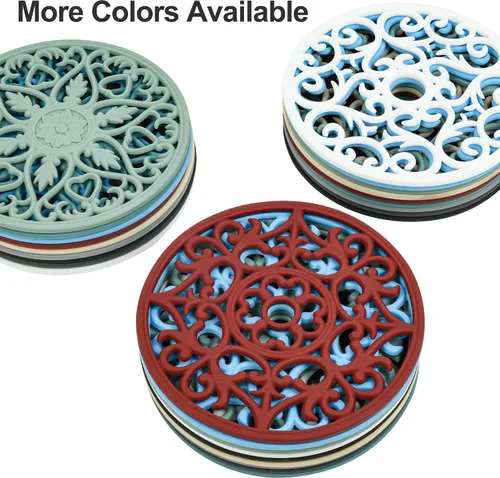 Vista 4 de Salvamanteles de silicona, almohadillas y tapetes intrincadamente tallados, tapete flexible y moderno para mesa de cocina, resistente al calor, B