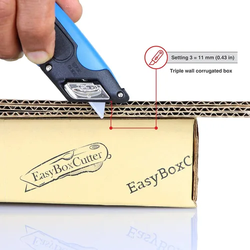Vista 6 de EasyCut 1000 Cuchillo utilitario retráctil seguro para cortar cajas, azul, 09780