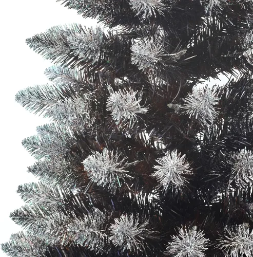 Vista 5 de Árbol artificial negro pre-iluminado de 3 pies, 97 puntas, 50 luces incandescentes claras UL, base de arpillera
