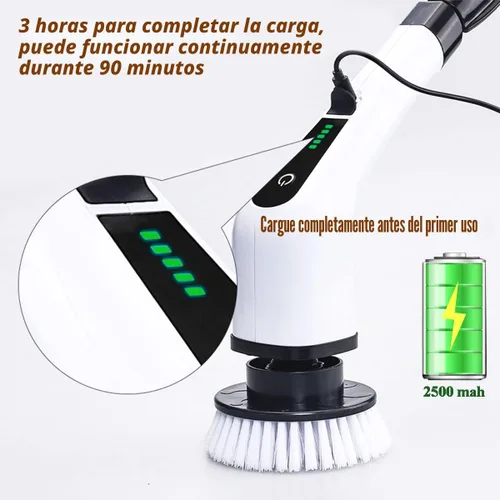 Vista 7 de MGLSDeet Cepillo eléctrico giratorio, cepillo de limpieza recargable con cabezales de cepillo reemplazables 8 en 1, limpiador giratorio inalámbrico