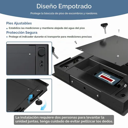 Vista 6 de Báscula industrial de piso de 24 x 24 pulgadas, báscula de palet de precisión con indicador digital, báscula de pesaje resistente para banco de piso