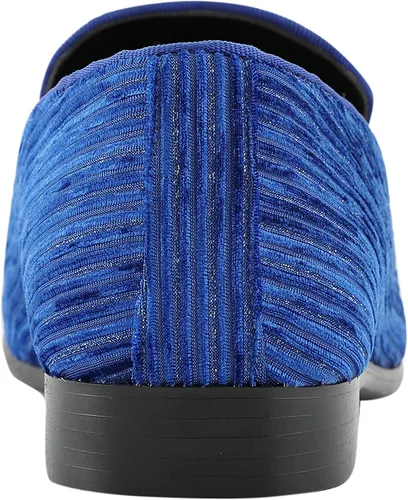 Vista 5 de Amali Fay - Zapatos de terciopelo sin cordones para hombre con cadena dorada, zapatos de vestir para hombre, mocasines formales de terciopelo