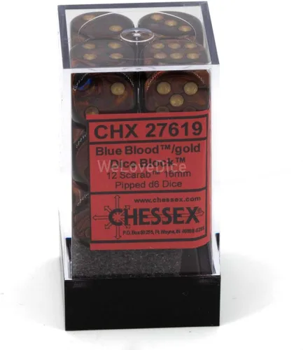 Vista 3 de DND - Juego de dados Chessex D&D – Juego de dados poliédricos de plástico dorado y sangre azul escarabajo de 0.630 in, dados de mazmorras