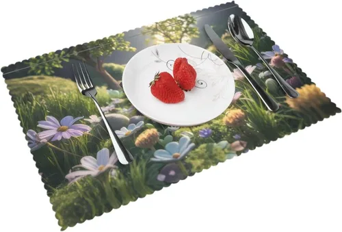 Vista 15 de Rectangular Placemats Set of 4, Heat Resistant Big Leopard Printed Kitchen Dining Table Mats