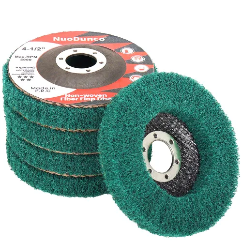 Vista 5 de Disco de pulido de fibra de nailon de 4 1/2 pulgadas para amoladora angular de metal y acero inoxidable, disco de lijado para eliminar óxidos
