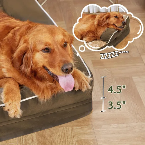 Vista 6 de Cama ortopédica para perros extragrandes, cama de espuma XL con forma de caja de huevos impermeable con lados 45x35 pulgadas, cama de sofá